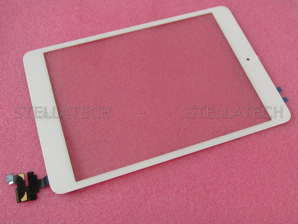 Touchscreen / Displayglas + Komplett Home Taste Modul + IC Chip Weiss Apple iPad Mini