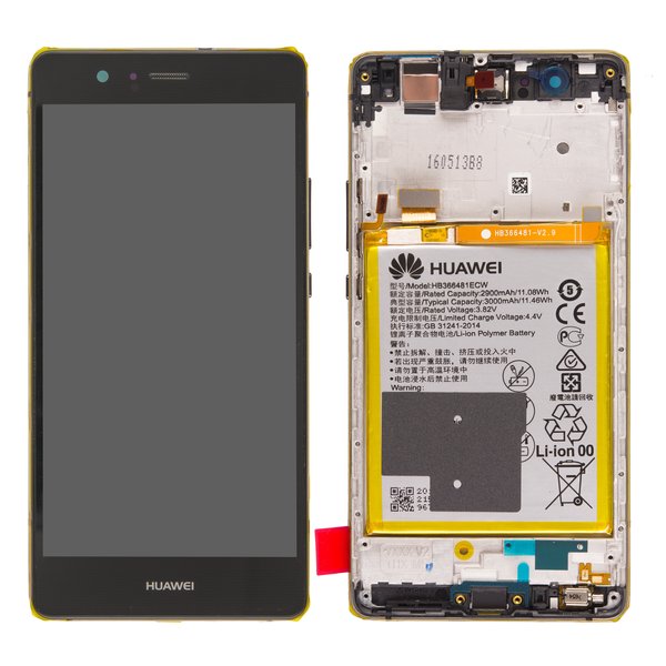 Display LCD Touchscreen + Rahmen/mit Akku Schwarz Huawei P9 Lite (VNS-L31)