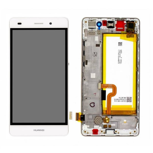 Display LCD Touchscreen + Rahmen/mit Akku Weiss Huawei P8 Lite (ALE-L21)