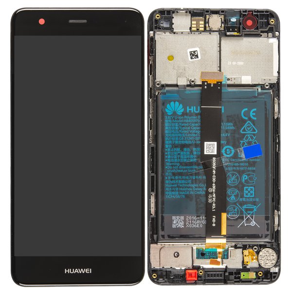 Display LCD Touchscreen + Rahmen/mit Akku Schwarz Huawei Nova Dual Sim (CAN-L11)