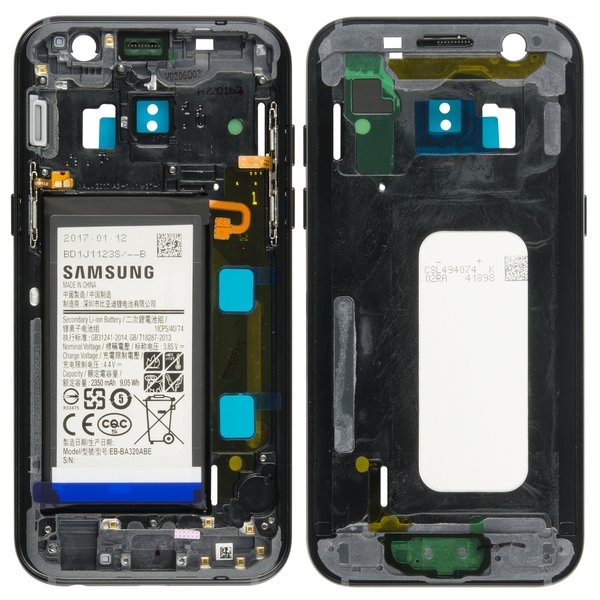 Samsung SM-A320F Galaxy A3 (2017) - LCD Bracket / Display Frame + Battery Black