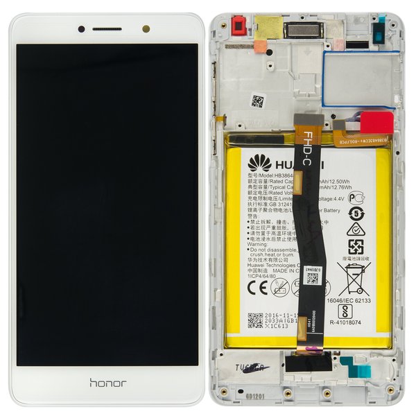 Display LCD Touchscreen + Rahmen/mit Akku f. Gold + Silber Huawei Honor 6X (BLN-L21)