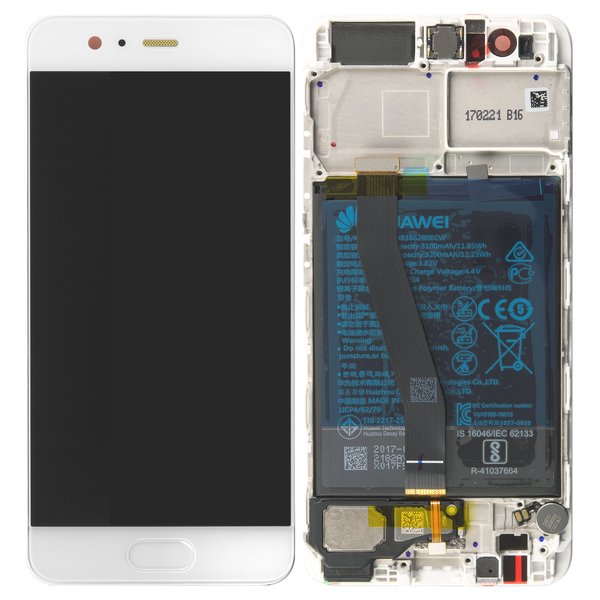 Display LCD Touchscreen + Rahmen/mit Akku f. Gold Huawei P10 Dual Sim Standard (VTR-L29)