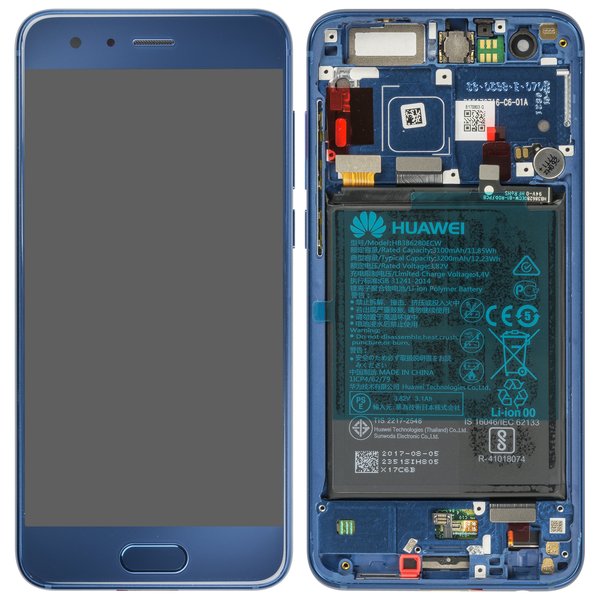 Display LCD Touchscreen + Rahmen/mit Akku Blau Huawei Honor 9 Premium (STF-L19)