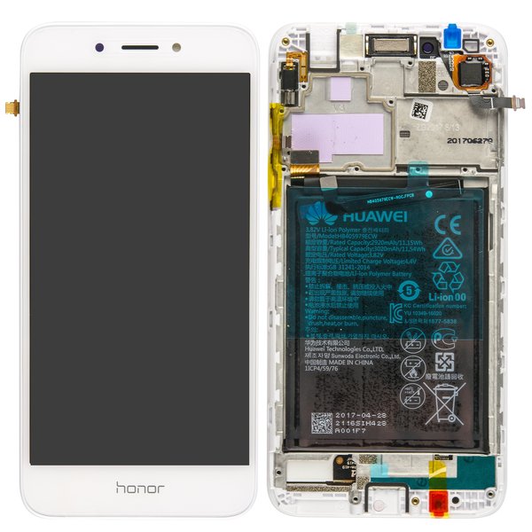 Display LCD Touchscreen + Rahmen/mit Akku f. Gold + Silber Huawei Honor 6A (DLI-AL10)