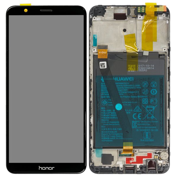 Display LCD Touchscreen + Rahmen/mit Akku Schwarz Huawei Honor 7X Dual Sim (BND-L21)