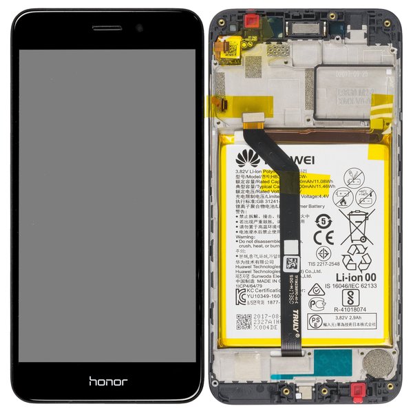 Display LCD Touchscreen + Rahmen/mit Akku f. Schwarz Huawei Honor 6C Pro (JMM-L22)