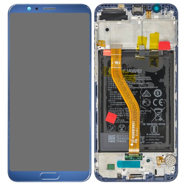 Display LCD Touchscreen + Rahmen/mit Akku Blau Huawei Honor View 10 (BKL-L09)