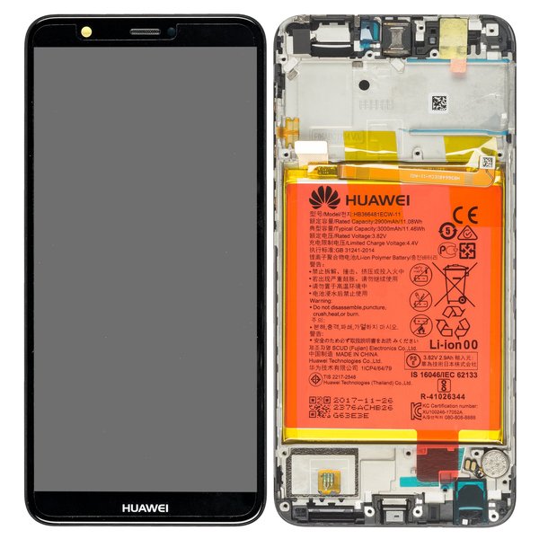 Display LCD Touchscreen + Rahmen/mit Akku Schwarz Huawei P smart (FIG-L31)