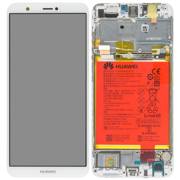 Display LCD Touchscreen + Rahmen/mit Akku f. Weiss/Gold Huawei P smart (FIG-L31)