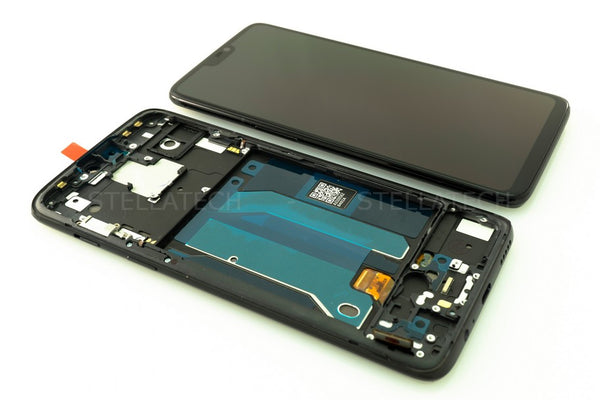 OnePlus 6 (A6003) - Display LCD Touchscreen + Frame Black Gloss Kompatibel (A++) / Neu