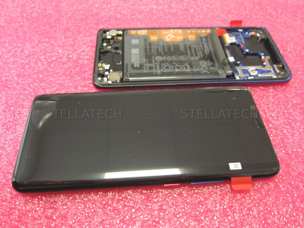 Display LCD Touchscreen + Rahmen/mit Akku + Finger Sensor Twilight Huawei Mate 20 Pro Single Sim (LYA-L09C)
