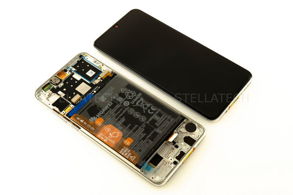 Display LCD Touchscreen + Rahmen/mit Akku Weiss Huawei P30 Lite (MAR-L21)