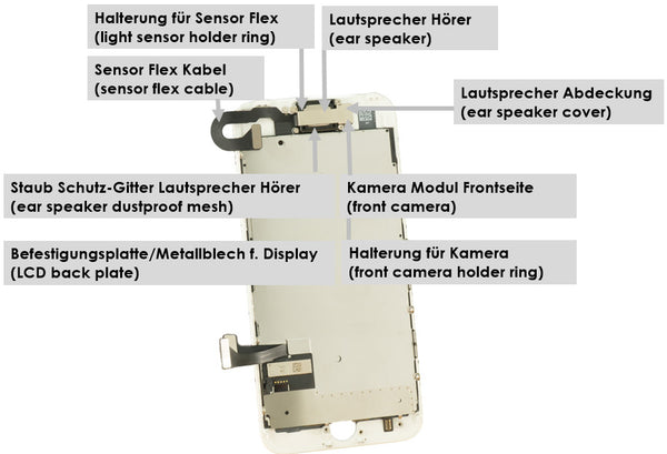 Display LCD + Touchscreen + Cam/Sensor/SPK Weiss Apple iPhone 7