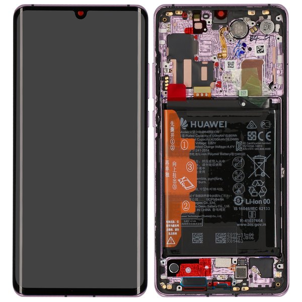 Display LCD Touchscreen + Rahmen/mit Akku + Finger Sensor Misty Lavender Huawei P30 Pro New Edition (VOG-L29D)