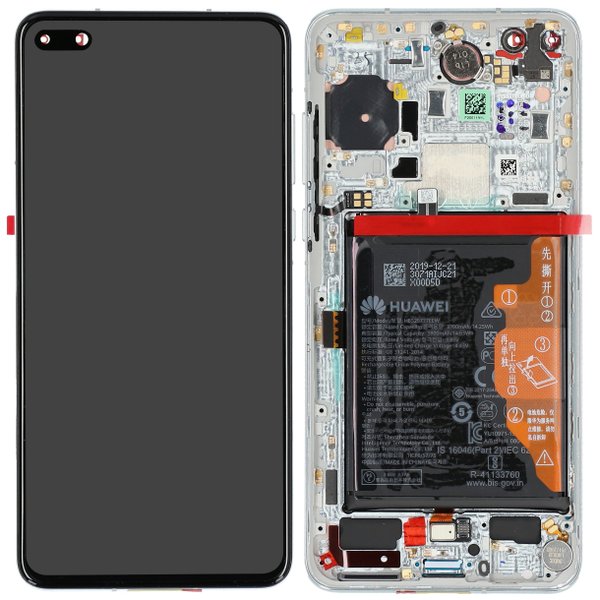 Display LCD Touchscreen + Rahmen/mit Akku Ice Weiss Huawei P40 (ANA-NX9)