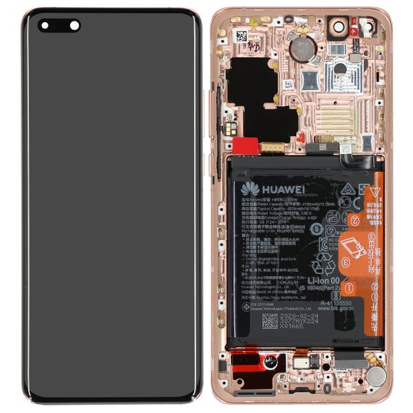 Display LCD Touchscreen + Rahmen/mit Akku Blush Gold Huawei P40 Pro (ELS-NX9)