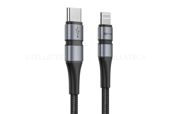 Lightning Datenkabel - 18W MFi zertifiziert - Lightning zu USB Type-C 1.8m Schwarz/Grau