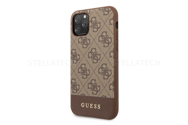 Premium GUESS Hülle für Apple iPhone 11 - mit Saffiano Guess Muster in Braun