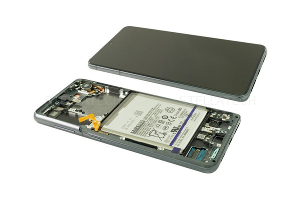 Display LCD Touchscreen + Rahmen/mit Akku Phantom Grau Samsung Galaxy S21 5G (SM-G991B)