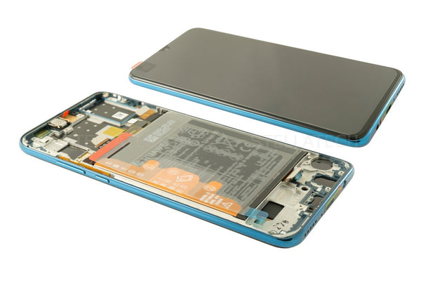Display LCD Touchscreen + Rahmen/mit Akku Peacock Blau Huawei P30 Lite New Edition (MAR-LX1B)