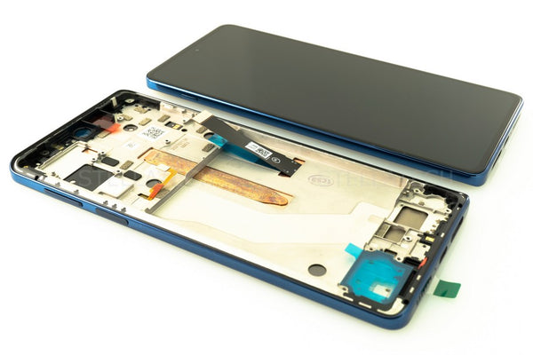 Motorola Edge 20 Pro (XT2153-1) - Display LCD Touchscreen + Frame f. Blue Vegan Leather Blue
