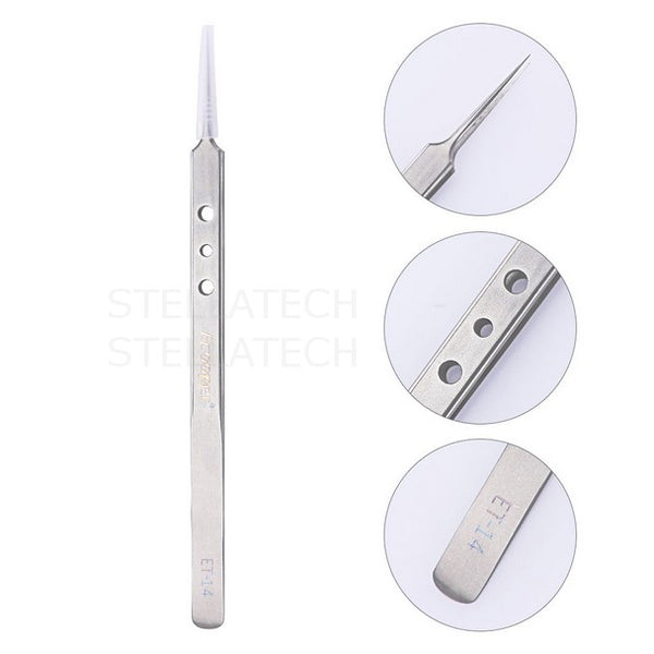 Ecooper Metal Tweezers Straight Pointed ET-14 Precision Tool Smartphone Tablet Repair